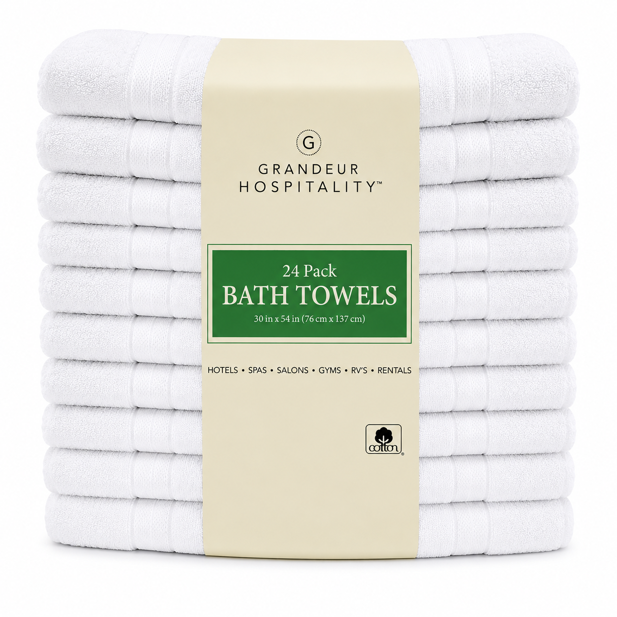 Grandeur Hospitality White Cotton Towels, Bath Towels, Hand Towels & Washcloths, Commercial Hospitality Collection