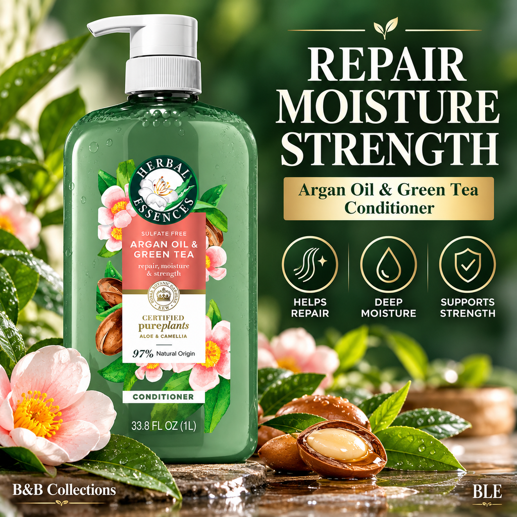 Herbal Essences Argan Oil & Green Tea Conditioner, Sulfate Free, Repair, Moisture & Strength, 97% Natural Origin, 33.8 fl oz (1 L)