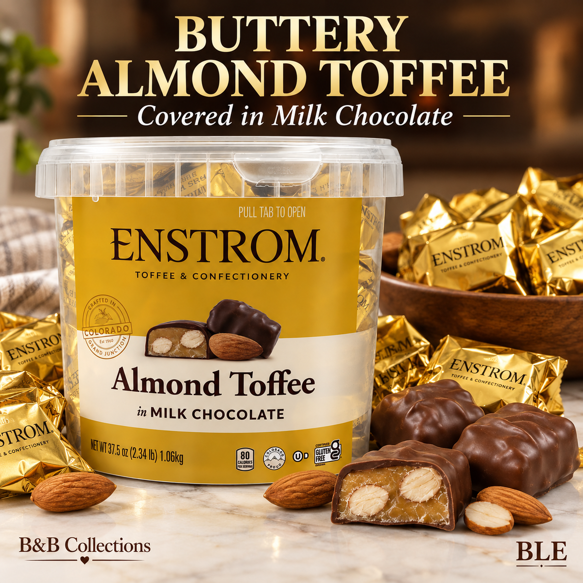 Enstrom Almond Toffee Petites in Milk Chocolate, Individually Wrapped, 37.5 oz