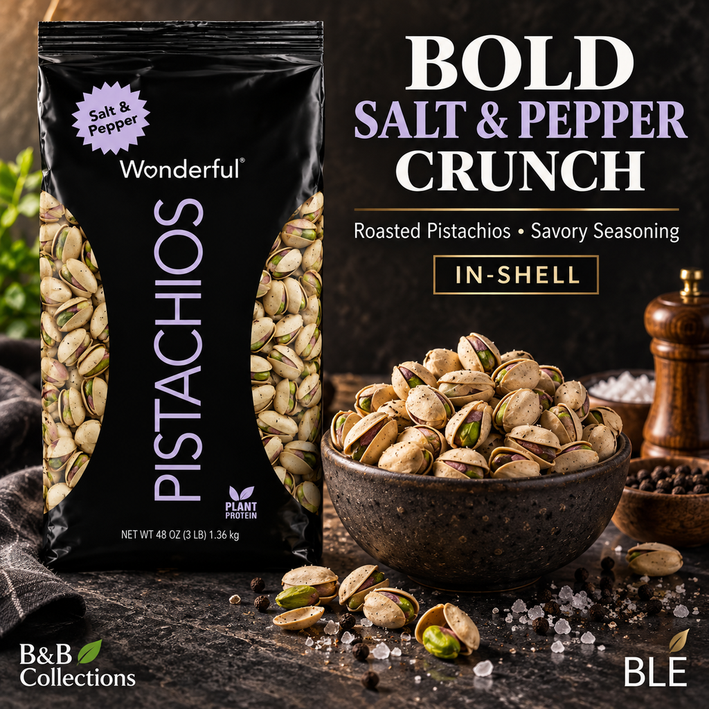 Wonderful Pistachios Salt & Pepper, In-Shell Roasted Pistachios, 48 oz (3 lb) Bag