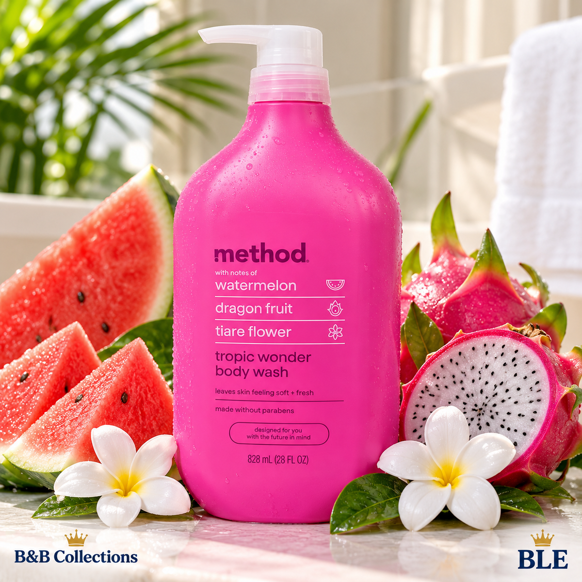 Method Body Wash 2-Pack, Tropic Wonder & Simply Nourish, 28 fl oz Each, Paraben-Free Body Wash with Watermelon, Coconut Milk & Shea Butter, 56 fl oz Total