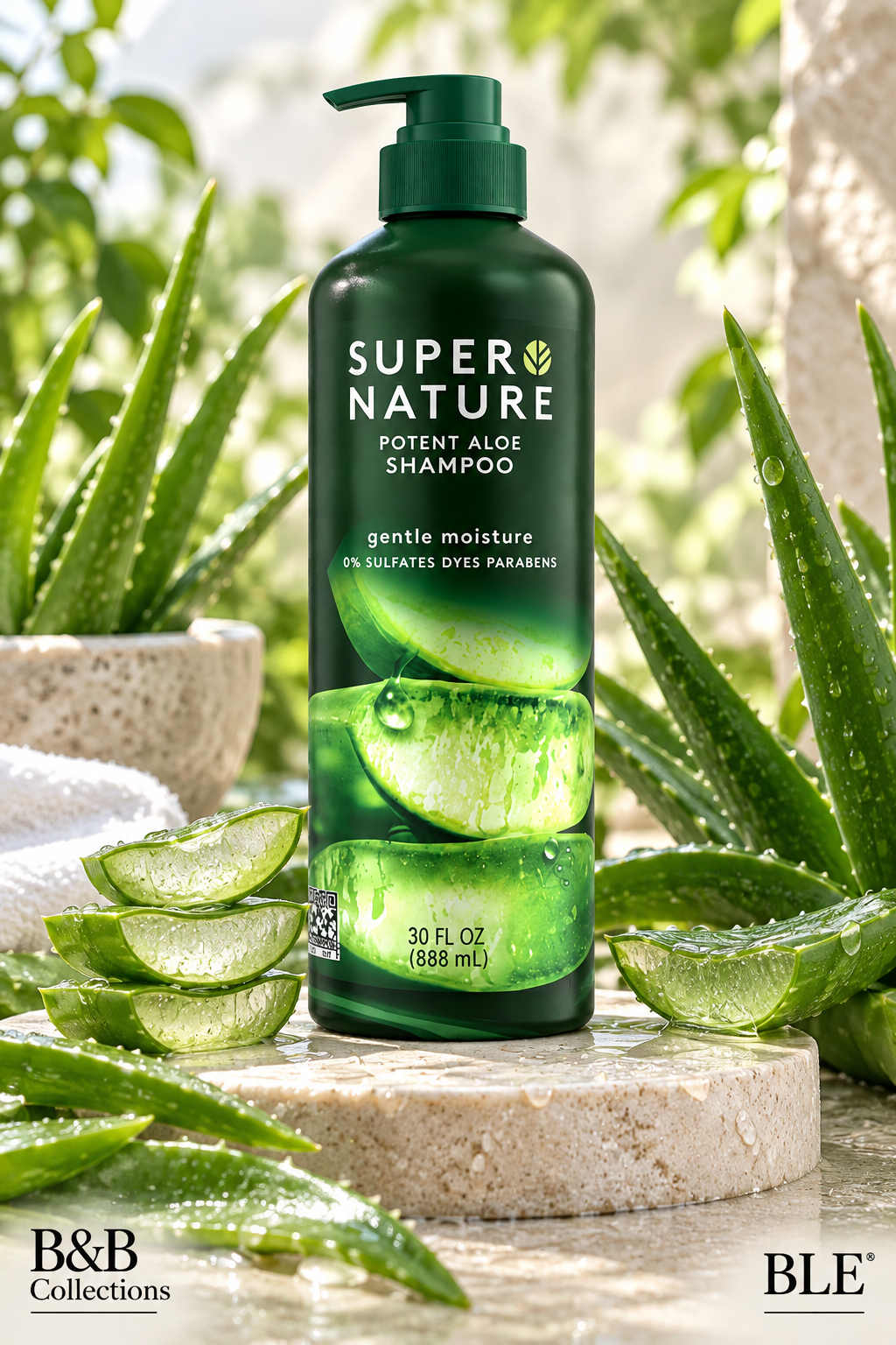 Super Nature Potent Aloe Gentle Moisture Shampoo – Sulfate & Paraben Free, Hydrating Hair Care, 30 fl oz (888 mL)