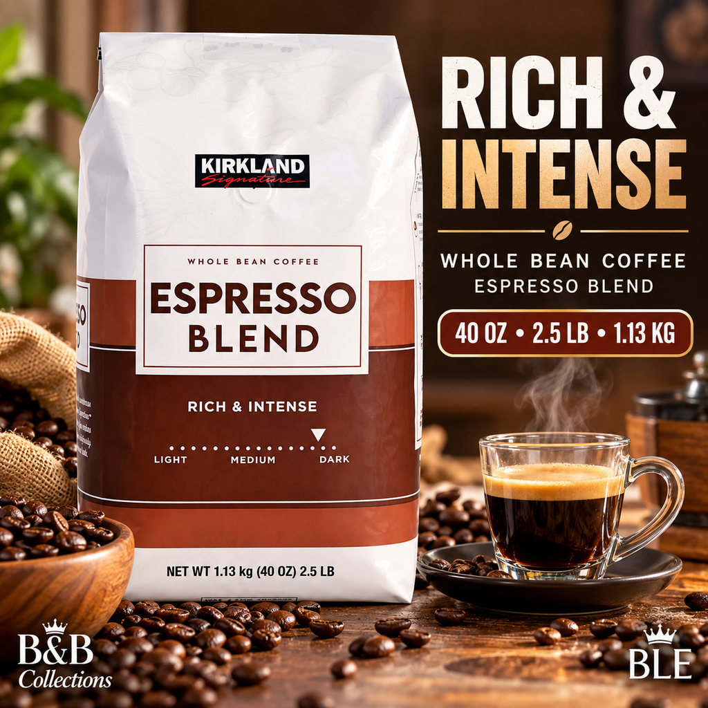 Kirkland Signature Espresso Blend Whole Bean Coffee, Rich & Intense Dark Roast Profile, 40 oz (2.5 lb / 1.13 kg)