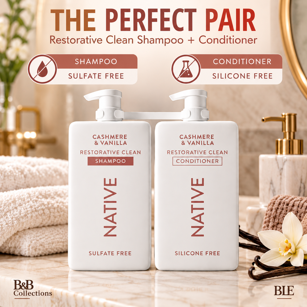 Native Cashmere & Vanilla Restorative Clean Shampoo & Conditioner Set, Sulfate-Free Shampoo & Silicone-Free Conditioner, 2 Pack