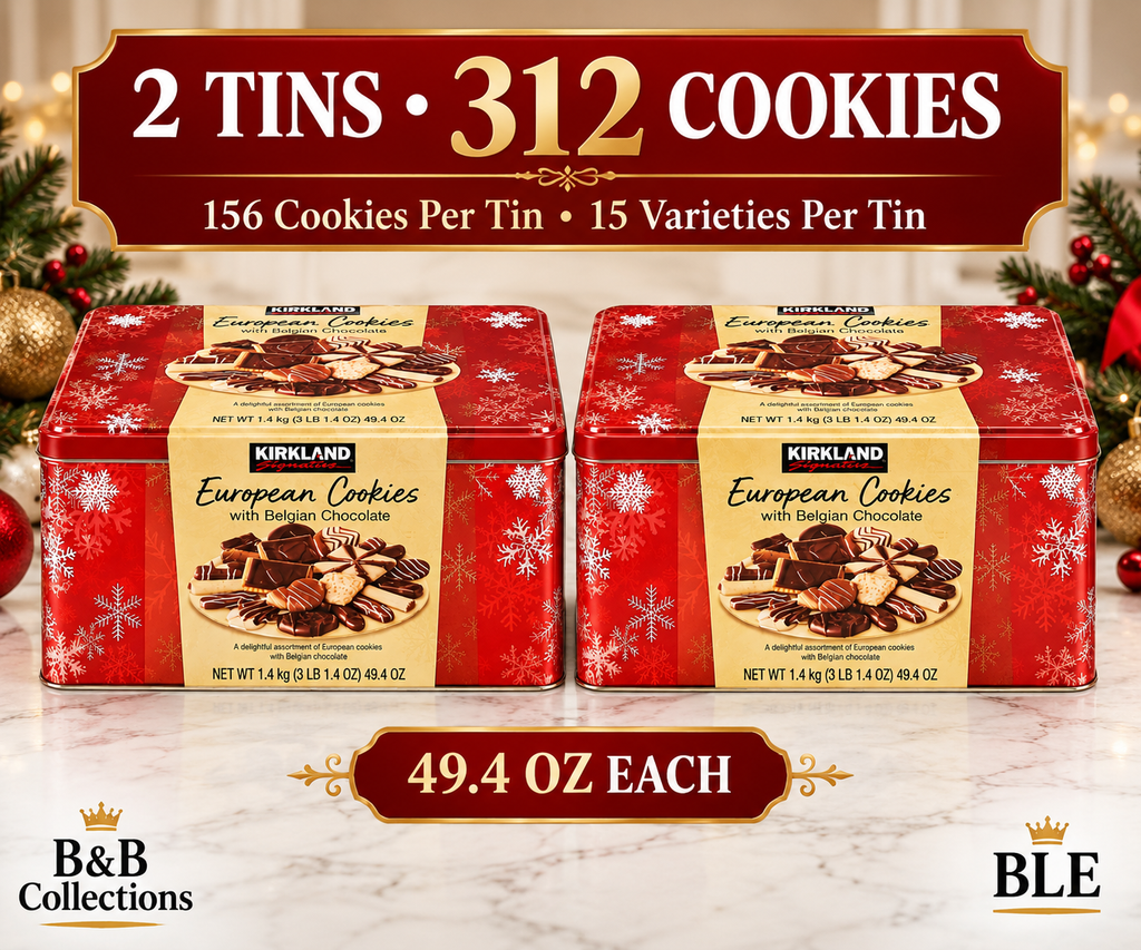 Kirkland Signature European Cookies with Belgian Chocolate, 15 Varieties, 156 Cookies per Tin, 49.4 oz Each, 2 Count