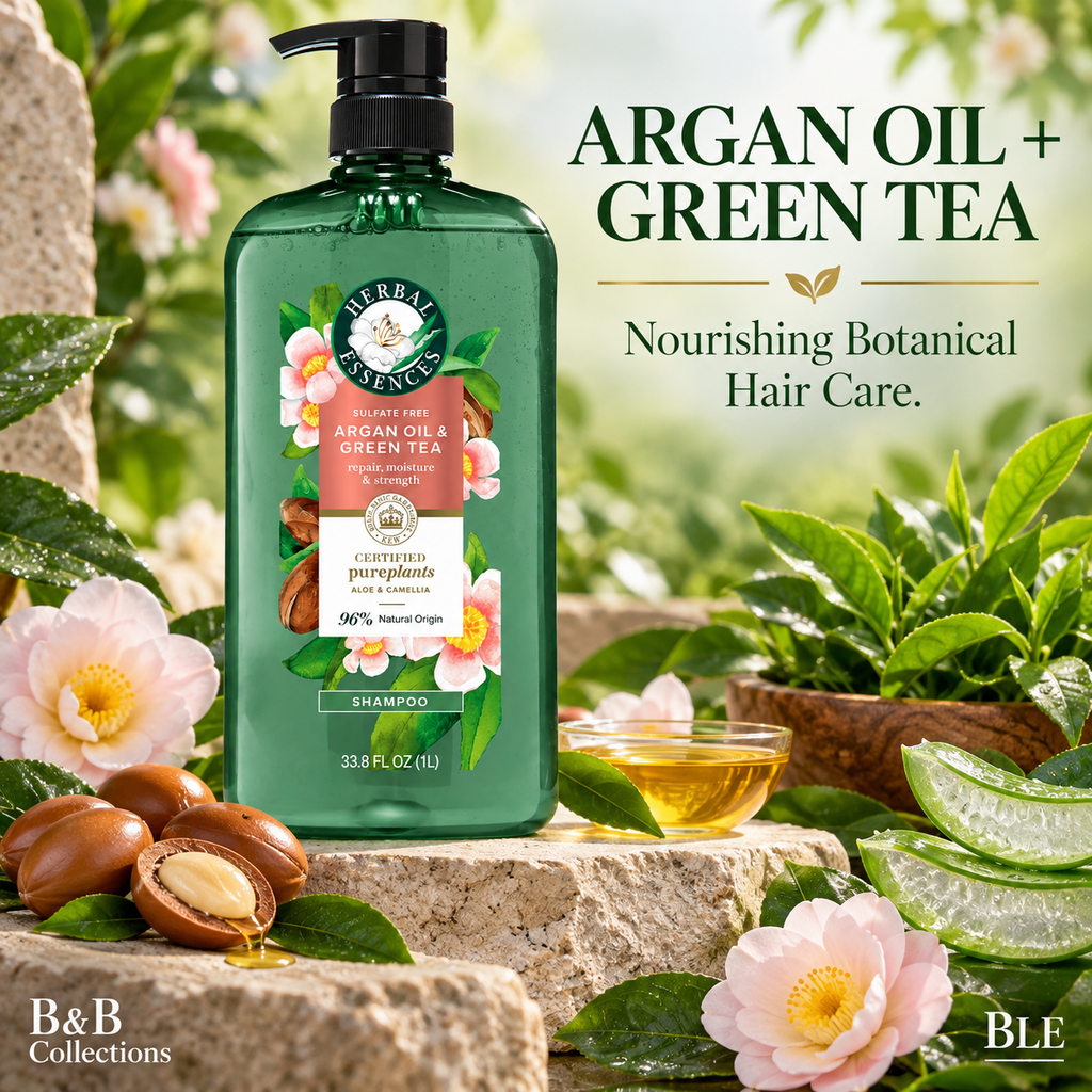 Herbal Essences Argan Oil & Green Tea Sulfate-Free Shampoo, Repair, Moisturize & Strengthen, 96% Natural Origin, 33.8 fl oz (1 L)