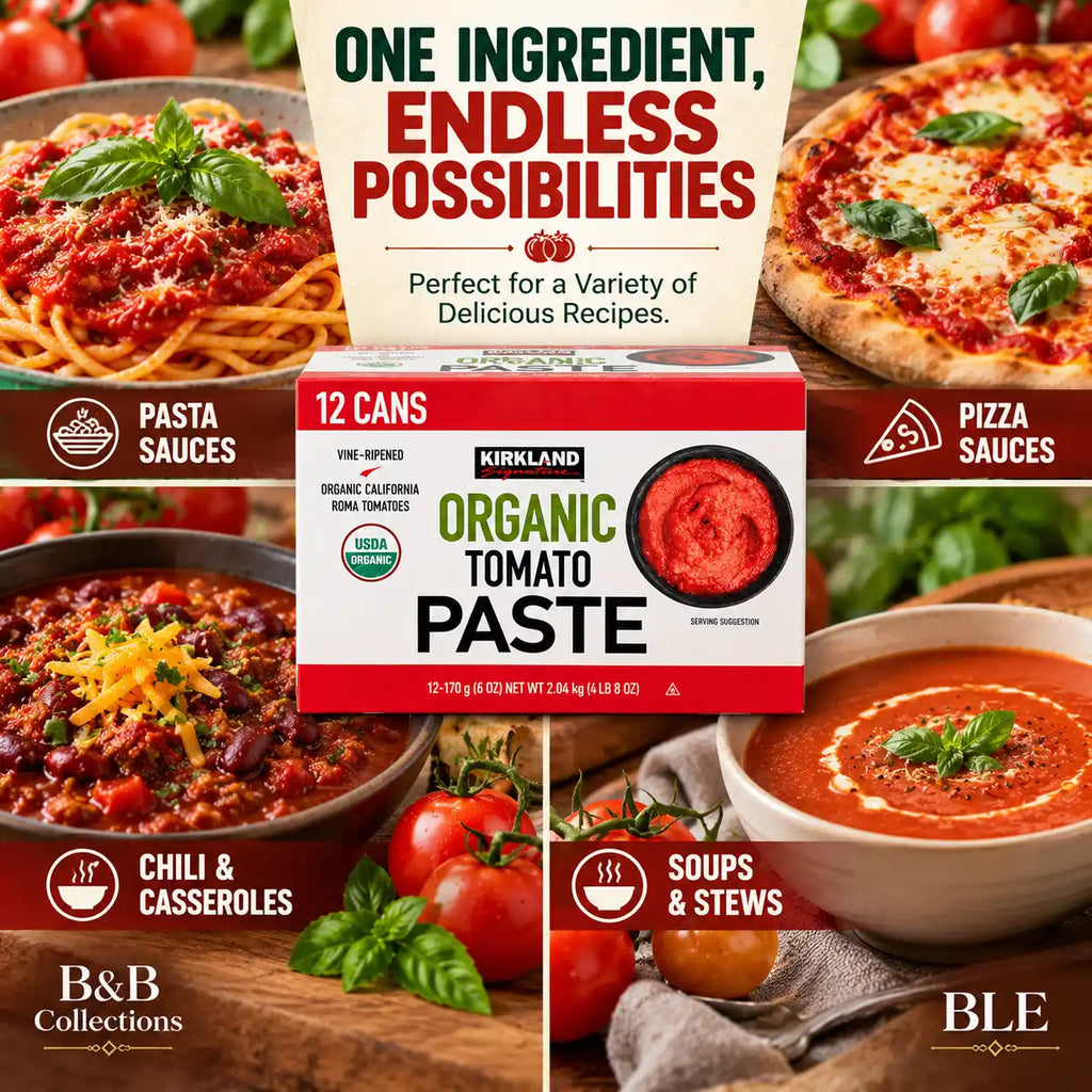 Kirkland Signature Organic Tomato Paste, USDA Organic, Vine-Ripened California Roma Tomatoes, 6 oz Cans, 12-Pack (72 oz Total)