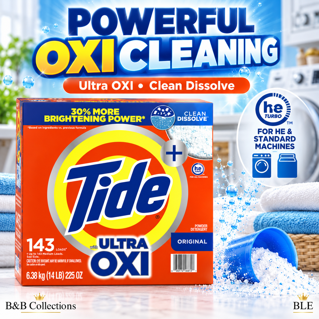 Tide Ultra OXI Original Powder Laundry Detergent, HE Compatible, Clean Dissolve, 143 Loads, 225 oz (14 lb)
