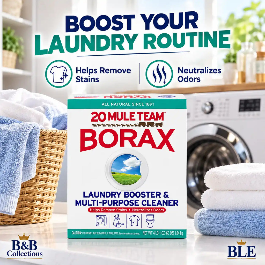 20 Mule Team Borax Laundry Booster & Multi-Purpose Household Cleaner, Helps Remove Stains & Neutralize Odors, All Natural, 4 lb (65 oz / 1.84 kg)