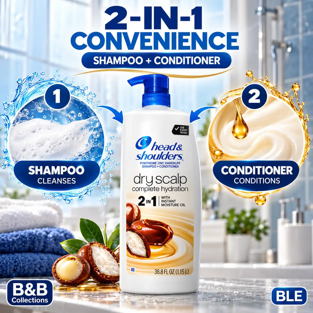 Head & Shoulders Dry Scalp Complete Hydration 2-in-1 Shampoo + Conditioner with Instant Moisture Oil, 38.8 fl oz (1.15 L)