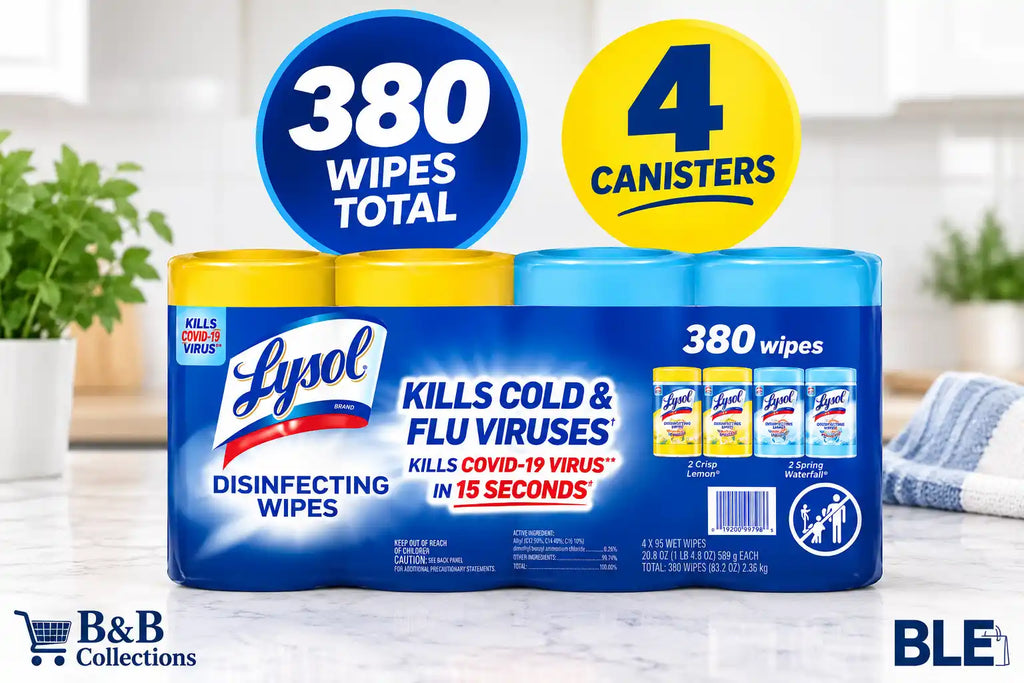 Lysol Disinfecting Wipes, Kills Cold & Flu Viruses, 4-Pack, 380 Wipes Total
