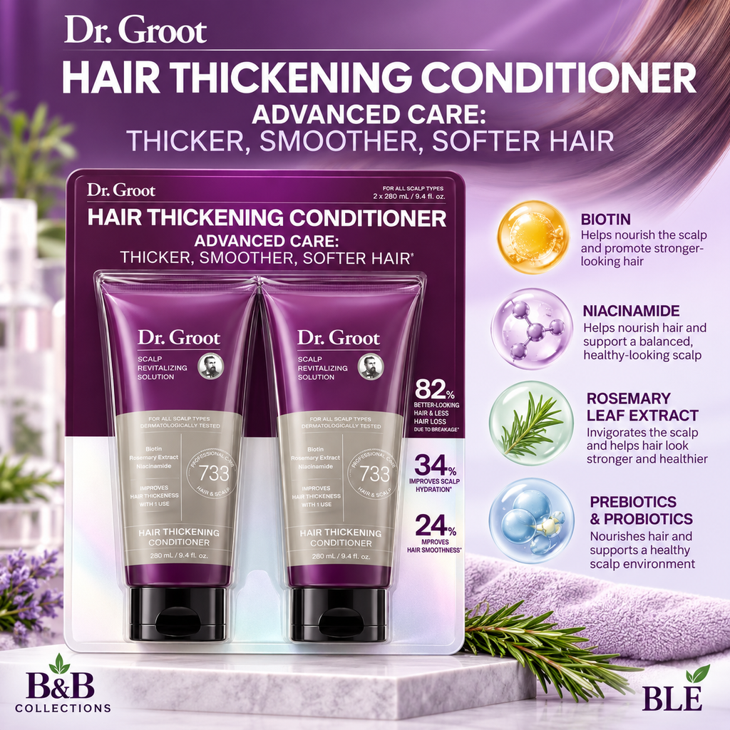 Dr. Groot Hair Thickening Conditioner, Scalp Revitalizing Formula with Biotin, Niacinamide & Rosemary Extract, for Thicker, Smoother, Softer Hair, 9.4 fl oz Each, 2-Pack