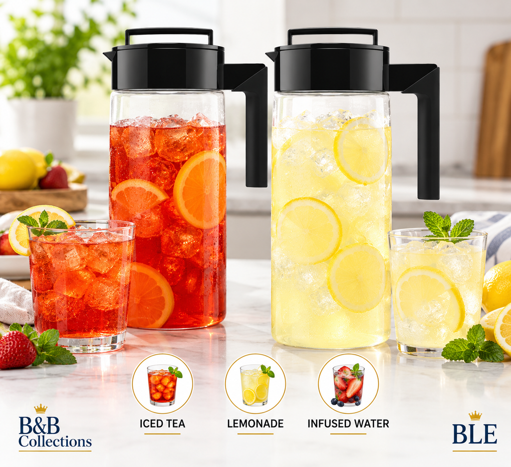 Takeya 2 QT Airtight Pitcher, Shatterproof Leakproof Beverage Container with Lid, Handle & Pour Spout, BPA-Free Plastic, 64 oz, 2 Pack