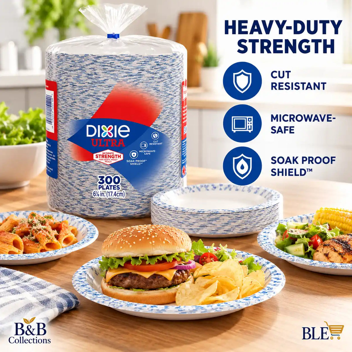 Dixie Ultra Heavy Duty Paper Plates, 6⅞ Inch (17.4 cm), Disposable Plates, 300 Count