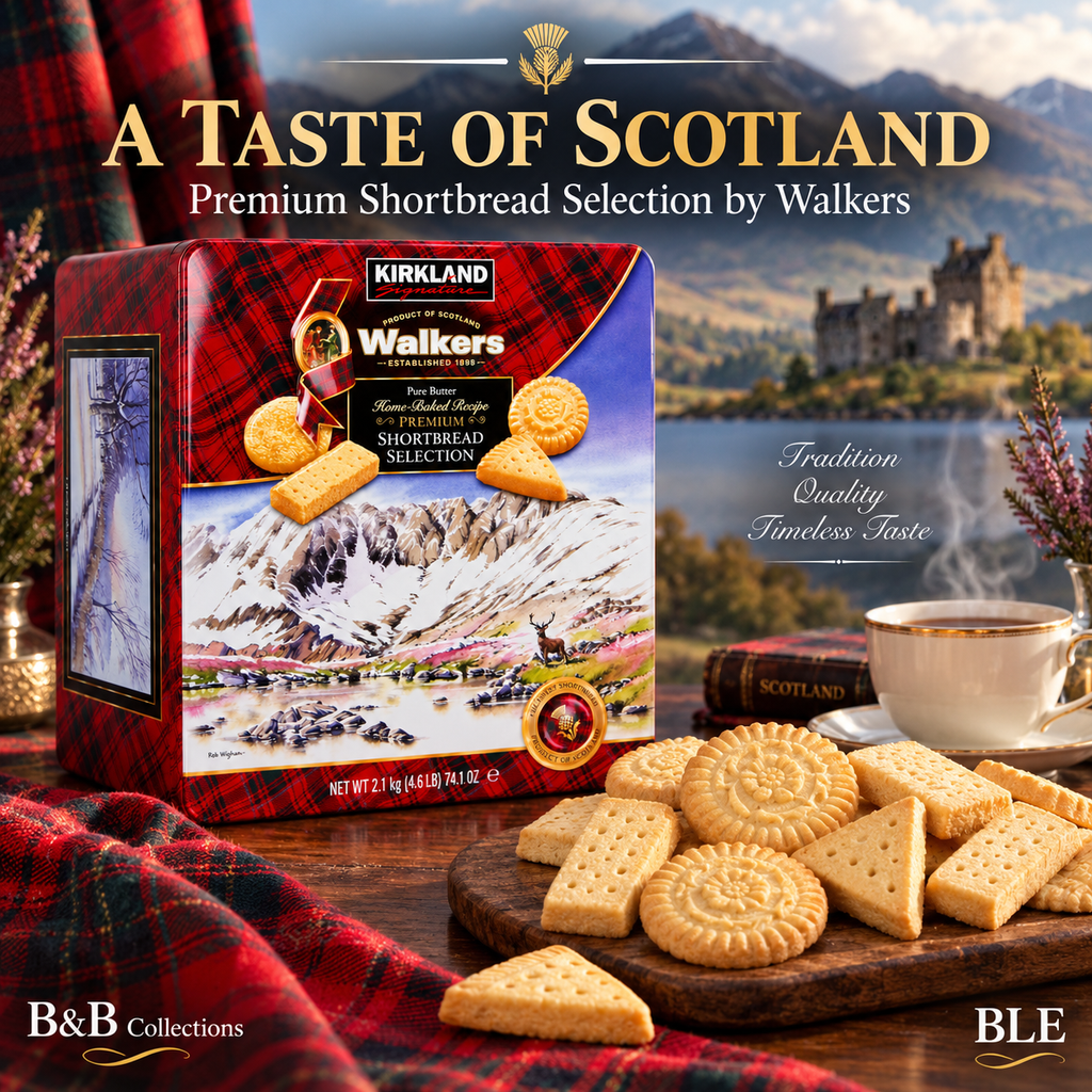 Kirkland Signature Premium Shortbread Selection by Walkers, 4.6 lb (2.1 kg) – Assorted Pure Butter Scottish Shortbread Cookies in Collectible Tin