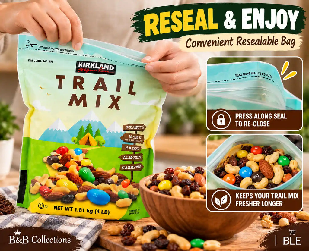 Kirkland Signature Trail Mix, Peanuts, M&M’s, Raisins, Almonds & Cashews, 4 lb Bags, 3 Pack, 12 lb Total
