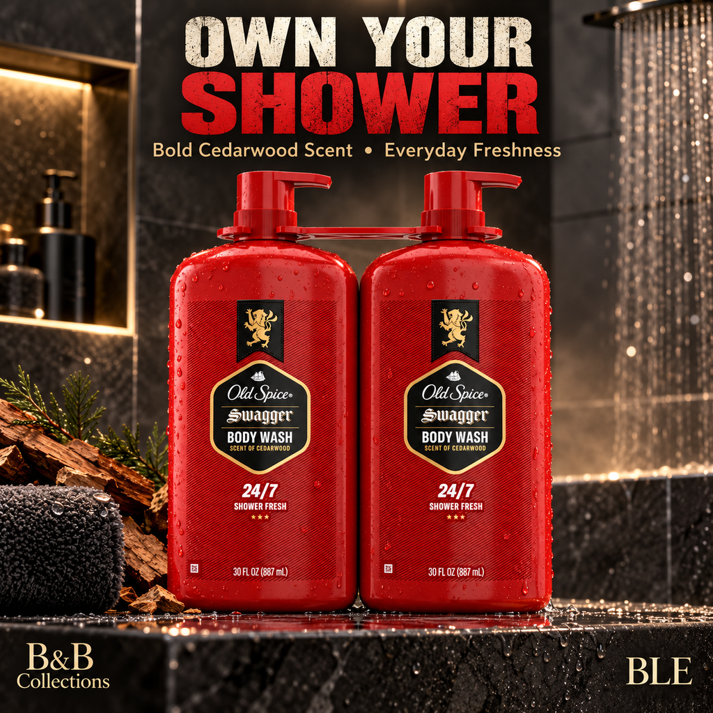 Old Spice Swagger Body Wash for Men, Cedarwood Scent, 24/7 Shower Fresh, 30 fl oz Each, 2 Pack (60 fl oz Total)