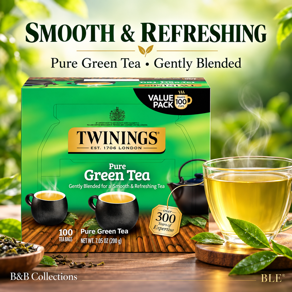 Twinings Pure Green Tea, Smooth & Refreshing Tea Bags, 100 Count, 7.05 oz (200 g)