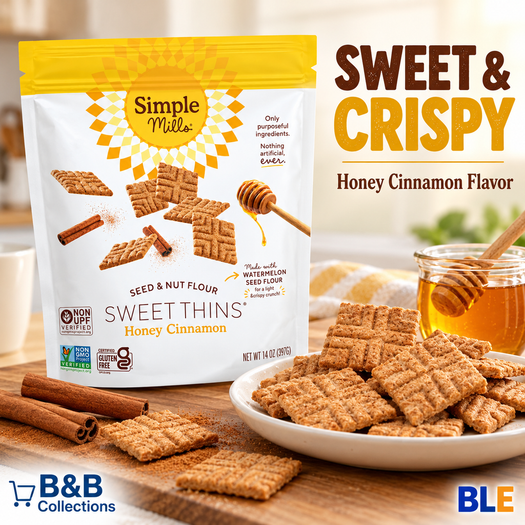 Simple Mills Sweet Thins Honey Cinnamon Cookies, Seed & Nut Flour, Gluten Free, Non-GMO, Paleo Friendly, 14 oz