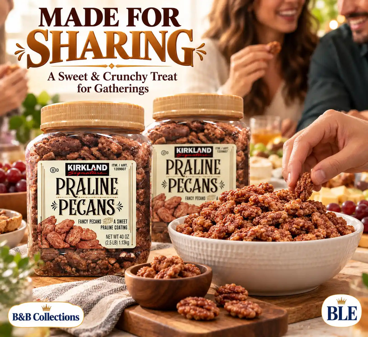 Kirkland Signature Praline Pecans, Fancy Pecans with Sweet Praline Coating, 40 oz Each, 2 Pack, 80 oz Total
