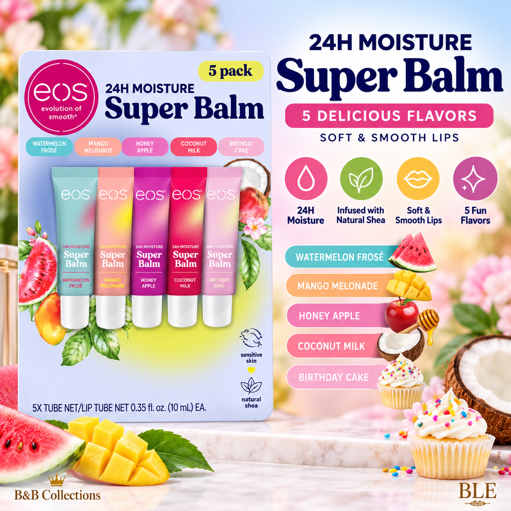 eos Lip Balm Bundle Set, Super Balm 5-Pack & 100% Natural Organic Lip Balm 9-Pack, Assorted Flavors, Moisturizing Lip Care, 14 Total Lip Balms