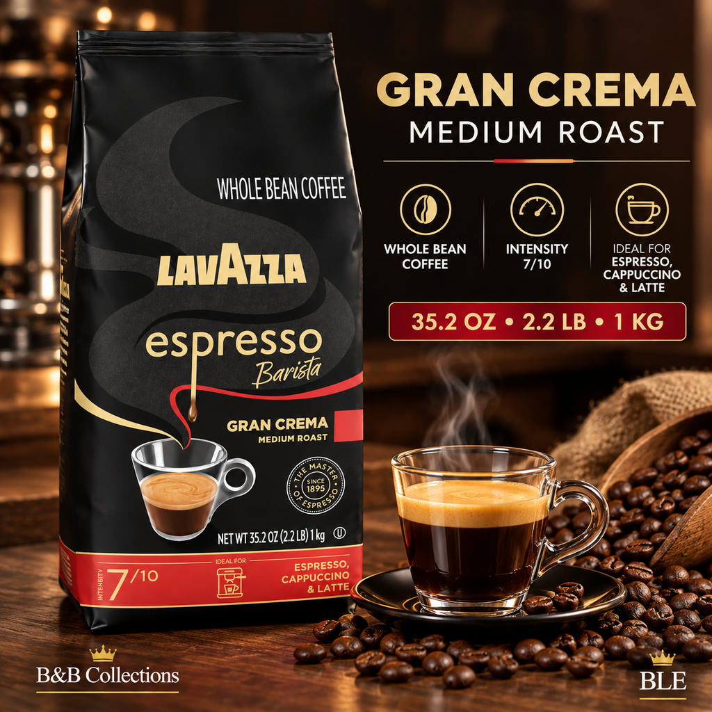 Lavazza Espresso Barista Gran Crema Whole Bean Coffee, Medium Roast, Intensity 7/10, 35.2 oz (2.2 lb / 1 kg)