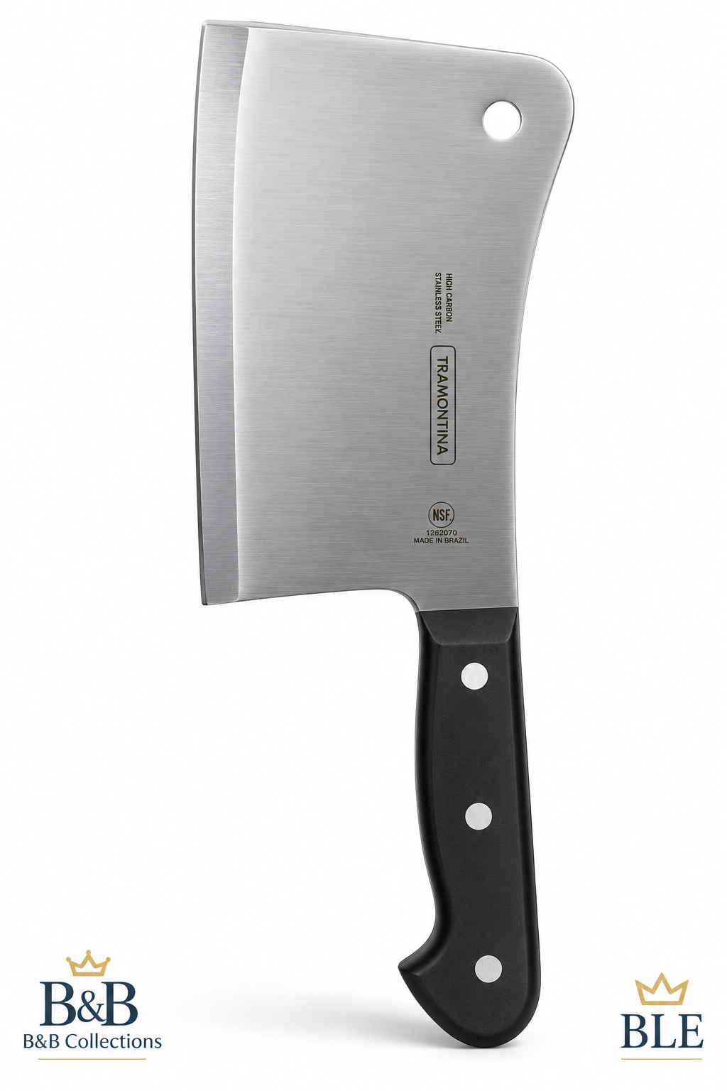 Tramontina Pro Line 6-Inch Chef's Cleaver, High-Carbon Stainless Steel Blade, Black Polycarbonate Handle, NSF Certified, Professional Kitchen Meat Cleaver