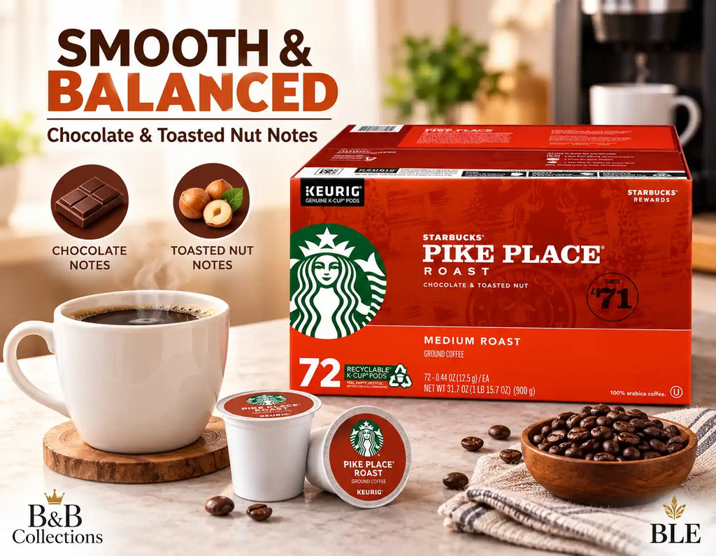 Starbucks Pike Place Roast Medium Roast Coffee, Keurig K-Cup Pods, Chocolate & Toasted Nut Notes, 100% Arabica Coffee, 72 Count