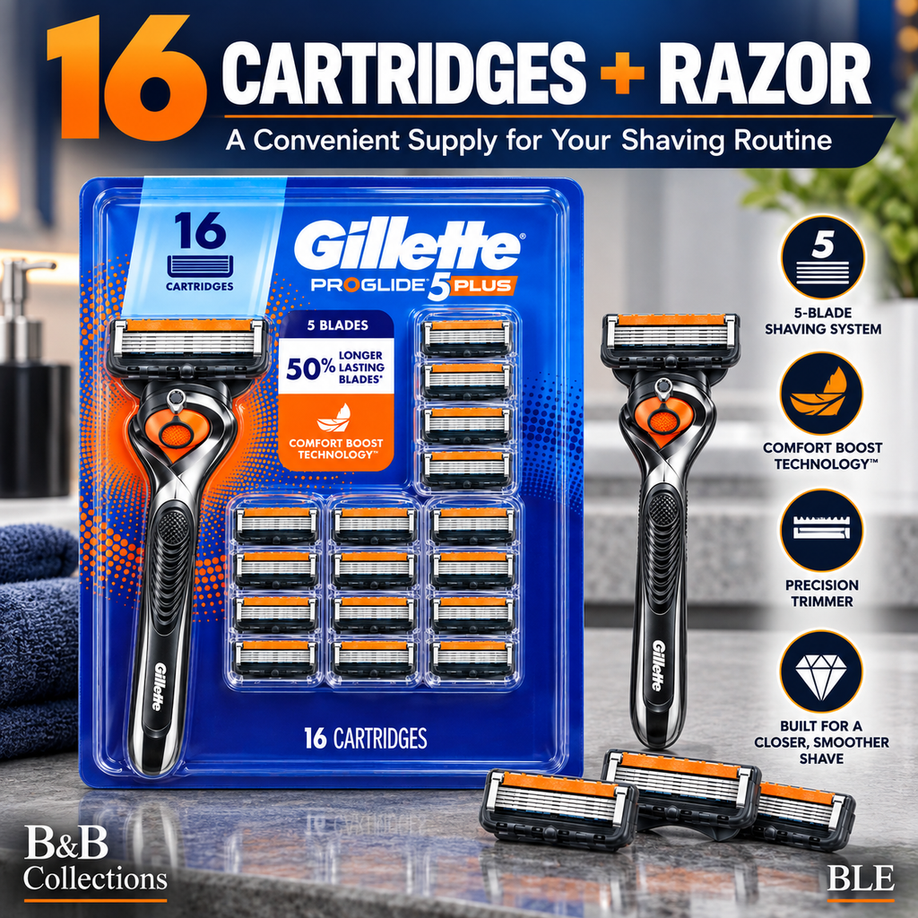 Gillette ProGlide 5 Plus Men’s Razor with 16 Cartridges, 5-Blade Shaving System, Comfort Boost Technology & Precision Trimmer