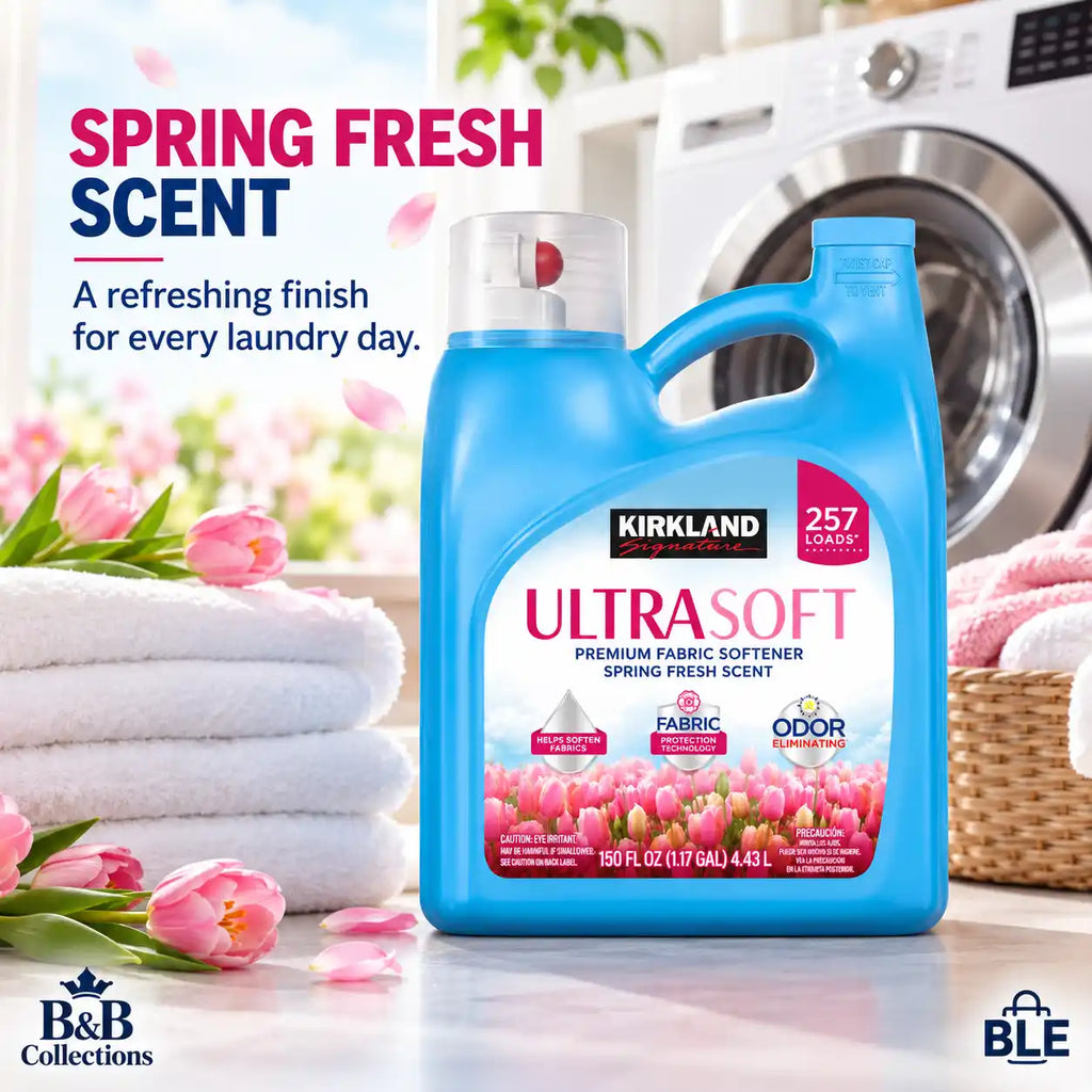 Kirkland Signature UltraSoft Premium Fabric Softener, Spring Fresh Scent, Odor Eliminating, Fabric Protection, 150 fl oz (4.43 L), 257 Loads