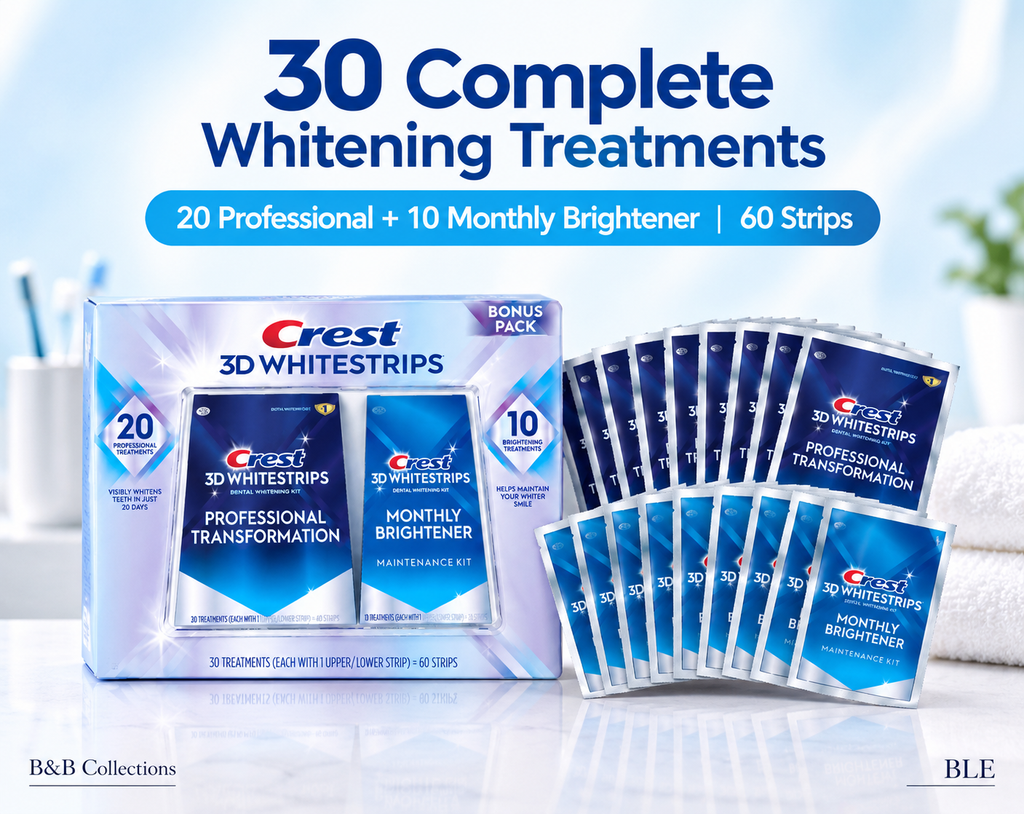 Crest 3D Whitestrips Professional Transformation Teeth Whitening Kit, 20 Treatments + 10 Monthly Brightener Treatments