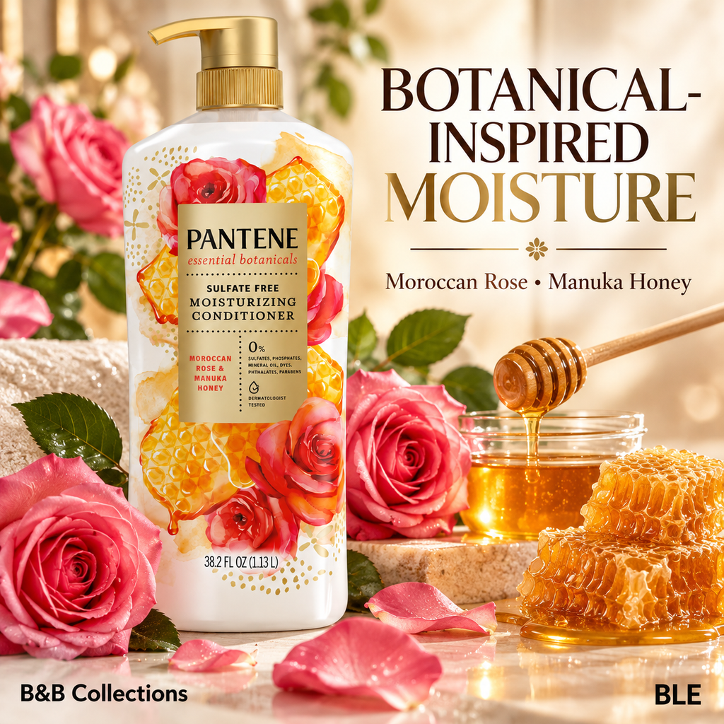 Pantene Essential Botanicals Moisturizing Conditioner with Moroccan Rose & Manuka Honey, Sulfate Free, 38.2 fl oz
