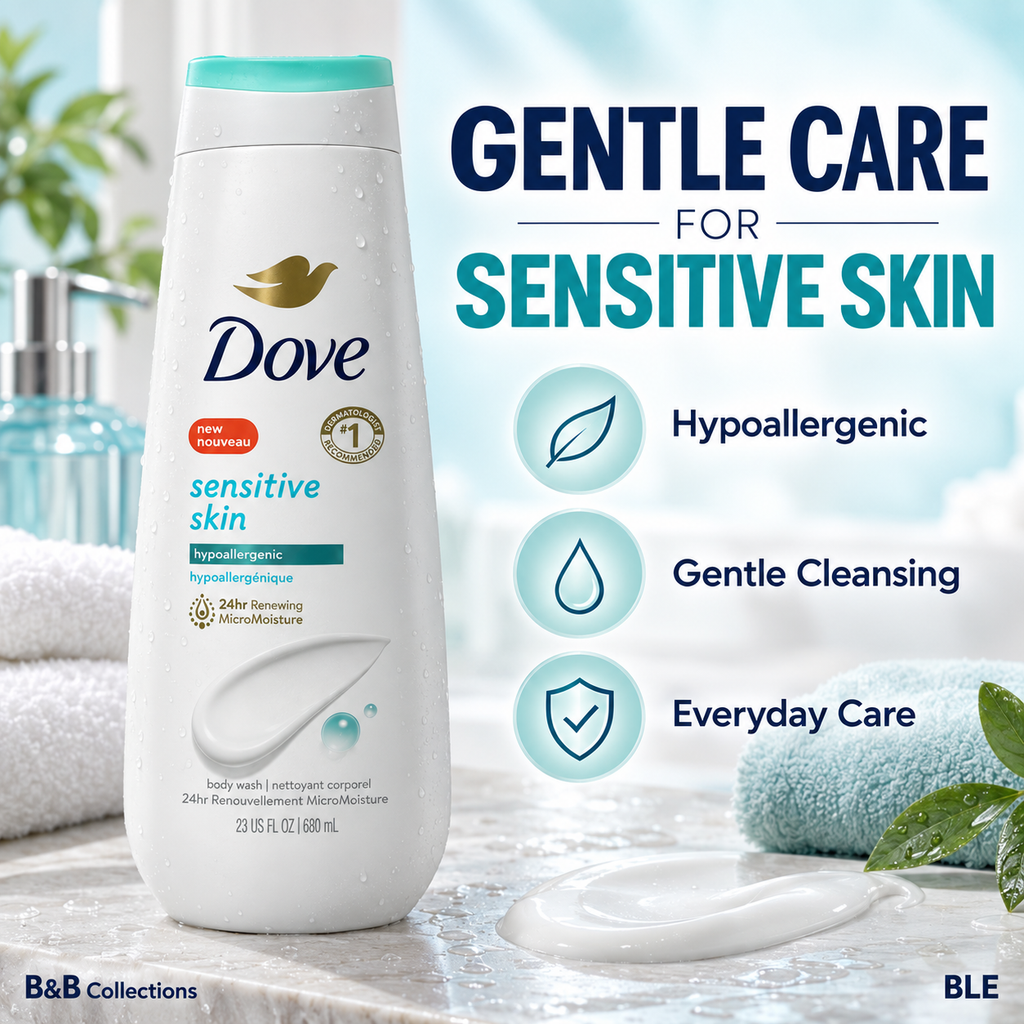 Dove Sensitive Skin Body Wash, Hypoallergenic, 23 fl oz
