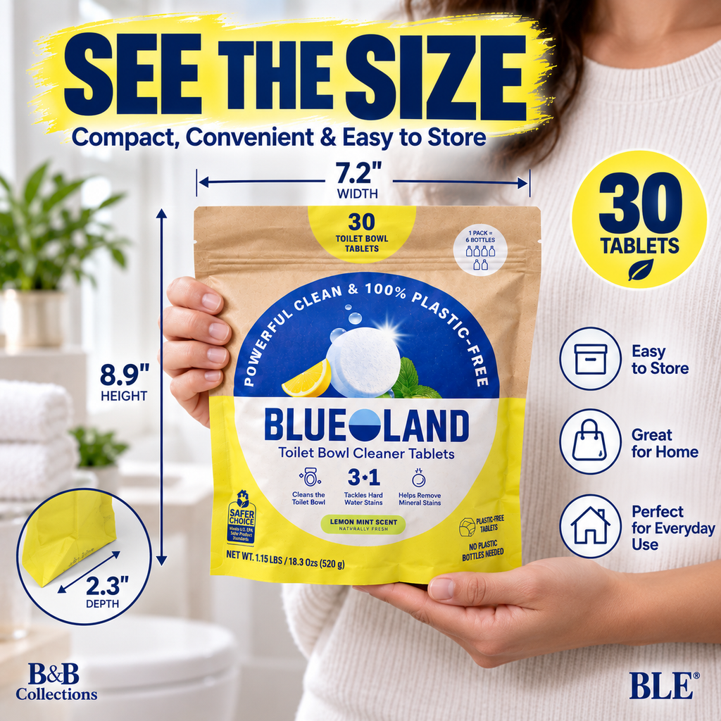 Blueland Toilet Bowl Cleaner Tablets, Lemon Mint Scent, 30 Count, 3-in-1 Plastic-Free Toilet Cleaning Tablets for Hard Water & Mineral Stains