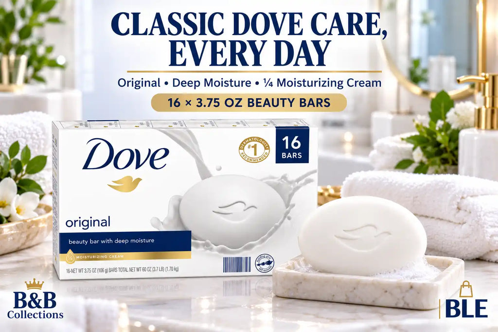 Dove Original Beauty Bar with Deep Moisture, ¼ Moisturizing Cream, 3.75 oz Bars, 16 Count, 60 oz Total