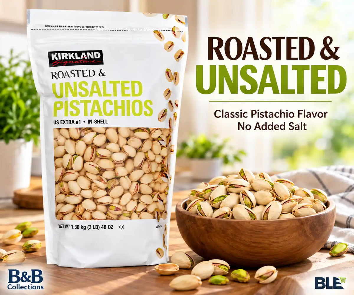 Kirkland Signature Roasted & Unsalted Pistachios, US Extra #1 In-Shell, Resealable Pouch, 48 oz (3 lb / 1.36 kg)
