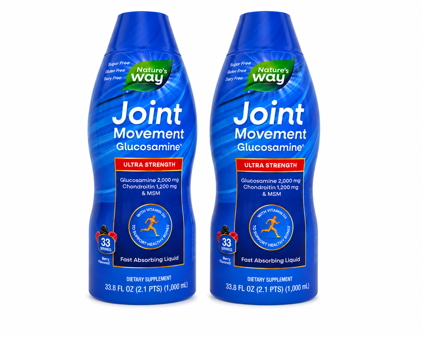 Nature's Way Joint Movement Glucosamine Ultra Strength Liquid with Chondroitin, MSM, Hyaluronic Acid & Vitamin D3, Berry Flavor, 33.8 fl oz