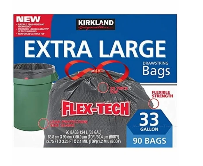 Kirkland Signature Flex-Tech Drawstring Trash Bags | Kitchen & Outdoor Garbage Bags | Multiple Sizes & Scents