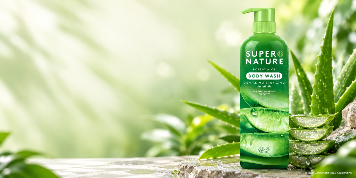 Super Nature Potent Aloe Body Wash, Gentle Moisturizing Body Cleanser, Aloe Vera, Sulfate Free, 30 fl oz