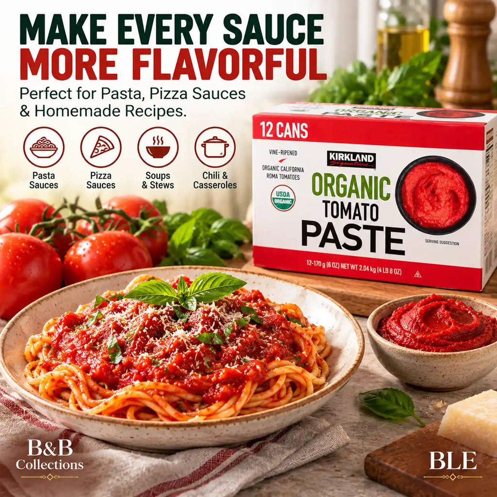 Kirkland Signature Organic Tomato Paste, USDA Organic, Vine-Ripened California Roma Tomatoes, 6 oz Cans, 12-Pack (72 oz Total)