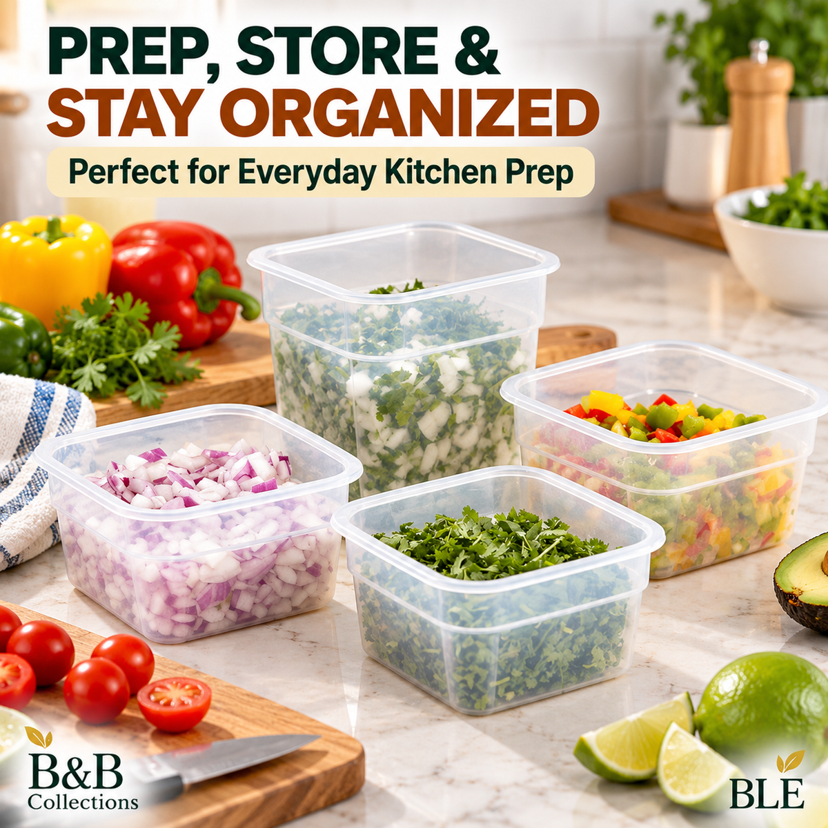 Cambro Food Storage Containers with Lids, 16-Piece Set, BPA-Free, NSF Certified, Made in USA, Clear Square Containers, 0.5 QT & 1 QT
