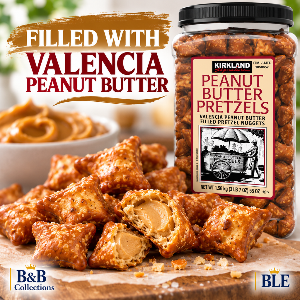 Kirkland Signature Peanut Butter Filled Pretzel Nuggets, Crunchy Salted Pretzel Snacks with Creamy Peanut Butter Filling, 55 oz Jar