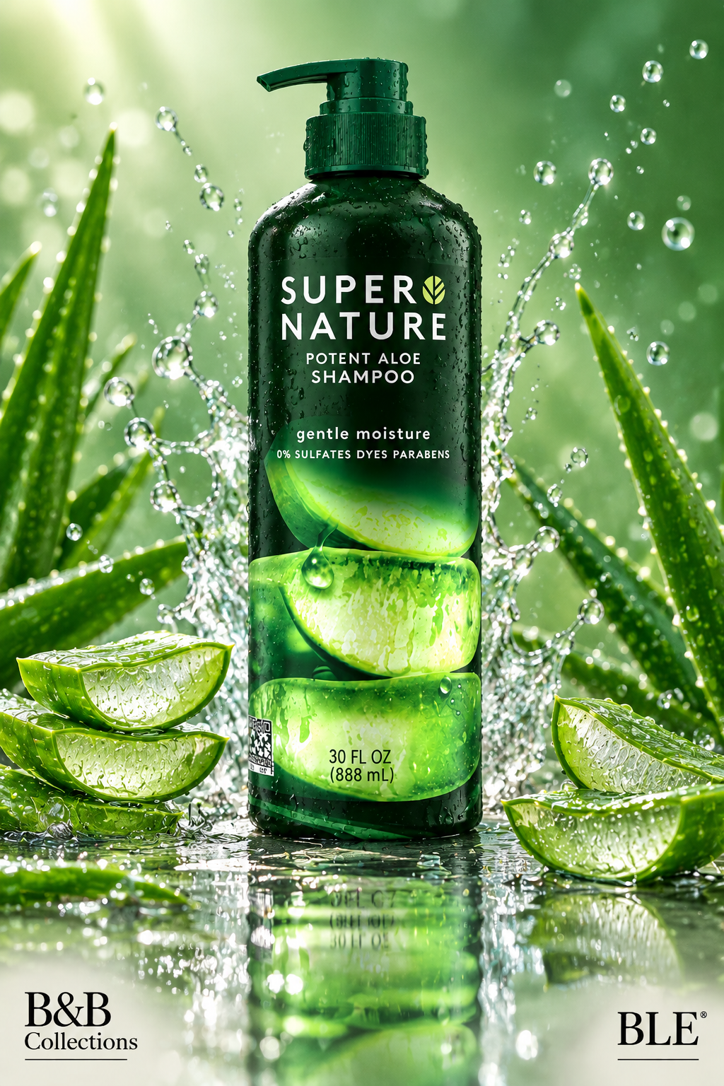 Super Nature Potent Aloe Gentle Moisture Shampoo – Sulfate & Paraben Free, Hydrating Hair Care, 30 fl oz (888 mL)