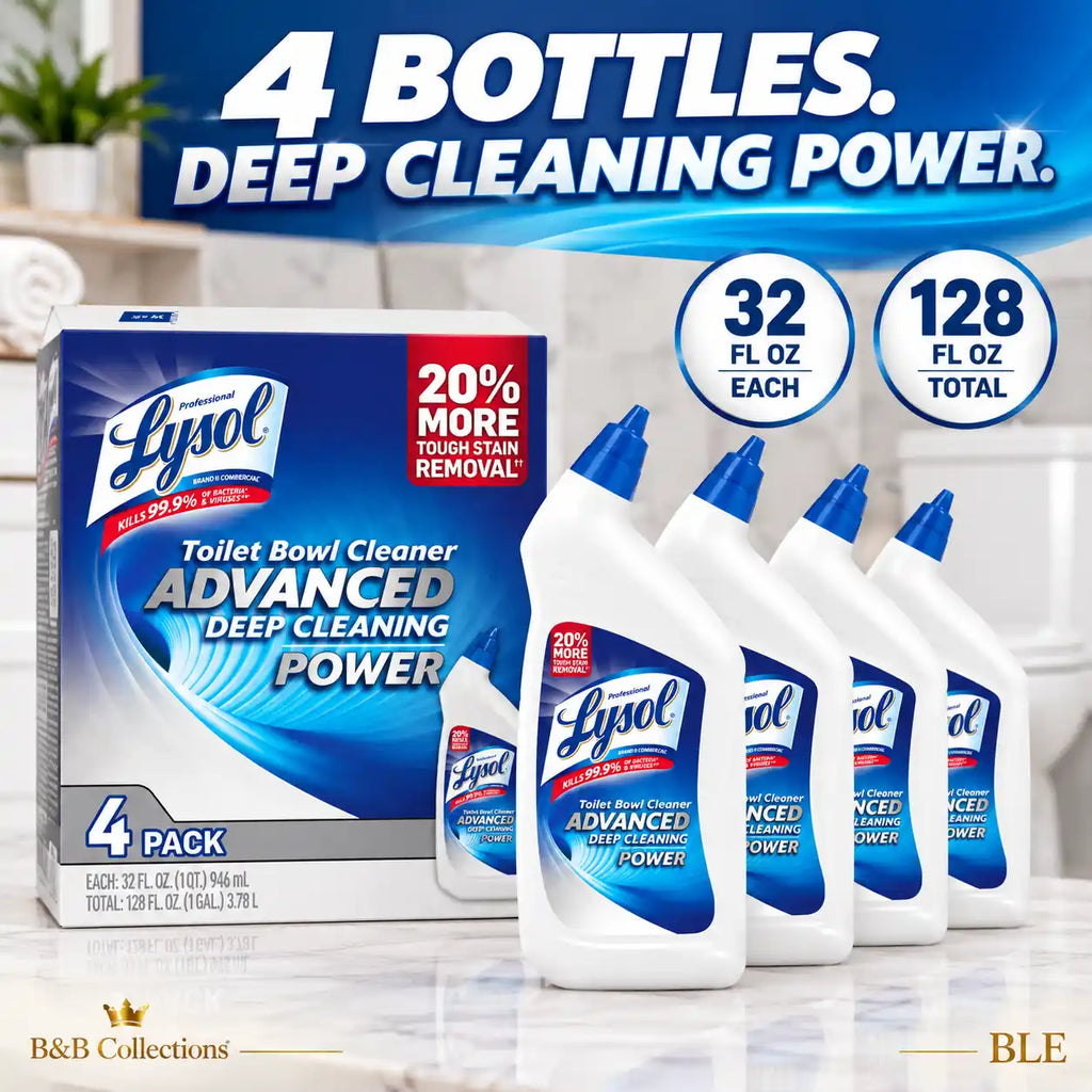 Lysol Advanced Deep Cleaning Power Toilet Bowl Cleaner, 20% More Tough Stain Removal, 32 fl oz Bottles, 4-Pack (128 fl oz Total)
