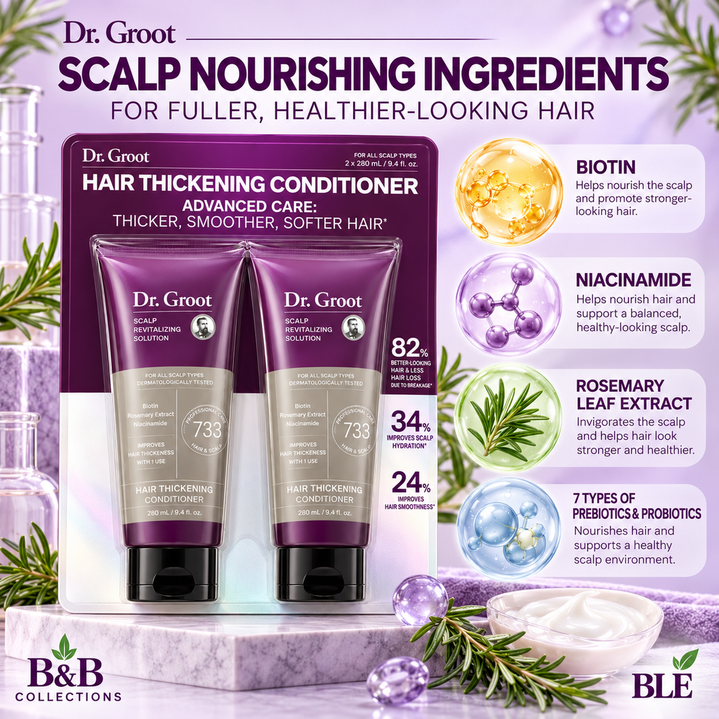 Dr. Groot Hair Thickening Conditioner, Scalp Revitalizing Formula with Biotin, Niacinamide & Rosemary Extract, for Thicker, Smoother, Softer Hair, 9.4 fl oz Each, 2-Pack