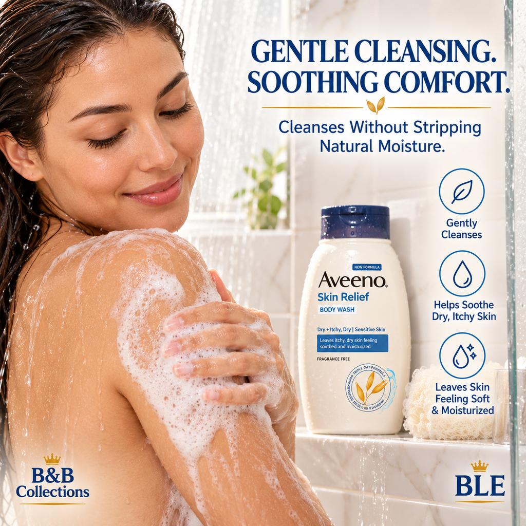 Aveeno Skin Relief Body Wash for Sensitive Skin, Soothing Triple Oat Formula, Fragrance-Free, 18 fl oz Each, 3-Pack (54 fl oz Total)