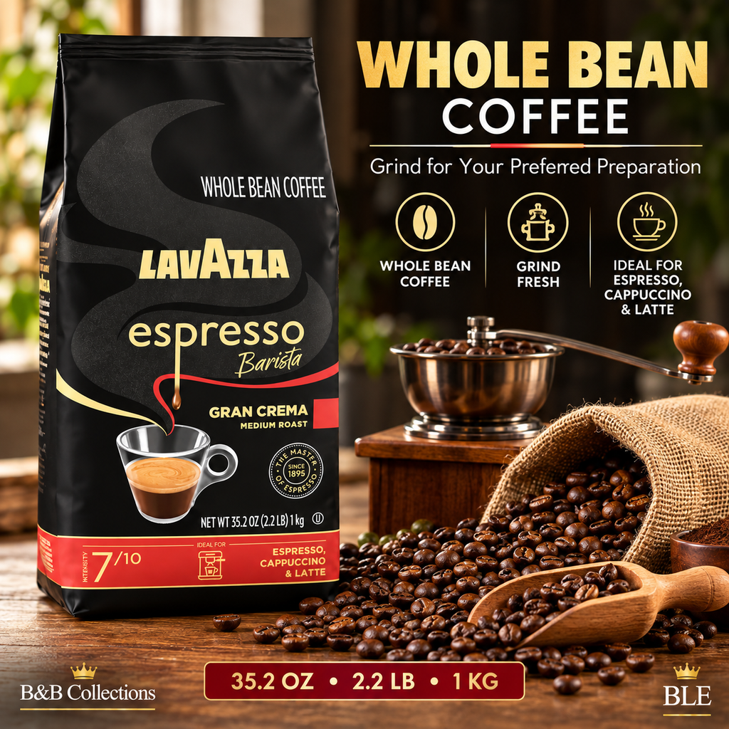 Lavazza Espresso Barista Gran Crema Whole Bean Coffee, Medium Roast, Intensity 7/10, 35.2 oz (2.2 lb / 1 kg)