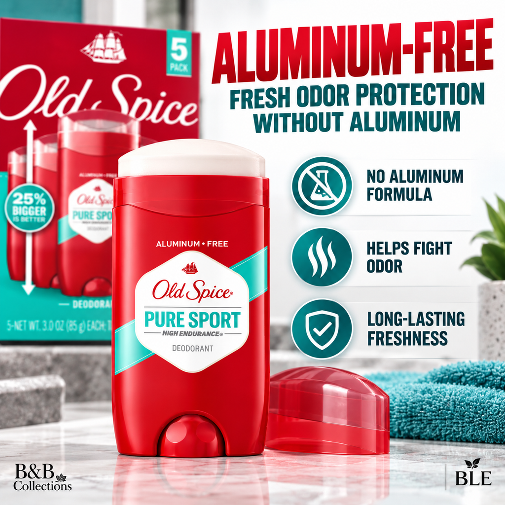 Old Spice High Endurance Pure Sport Deodorant for Men, 48-Hour Odor Protection, Aluminum-Free, 3 oz Each (5 Pack)