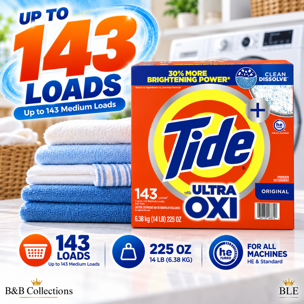 Tide Ultra OXI Original Powder Laundry Detergent, HE Compatible, Clean Dissolve, 143 Loads, 225 oz (14 lb)
