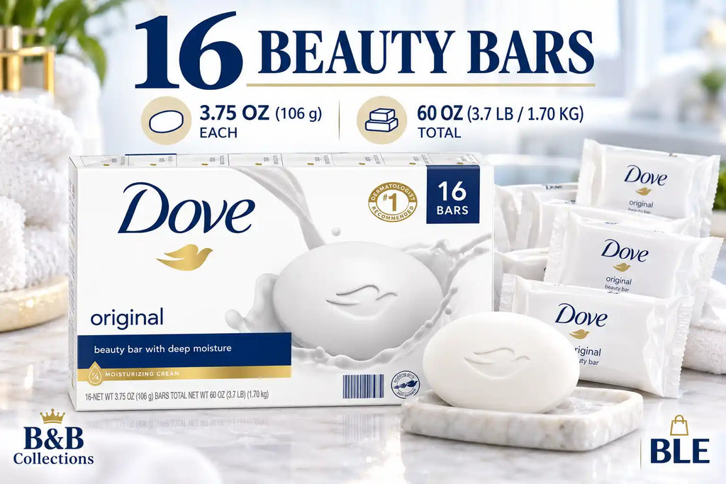 Dove Original Beauty Bar with Deep Moisture, ¼ Moisturizing Cream, 3.75 oz Bars, 16 Count, 60 oz Total